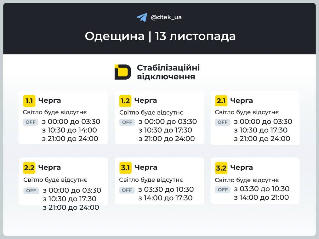 Коли вимикатимуть світло в Одесі і Одеській області: графіки і черги сьогодні 13 листопада