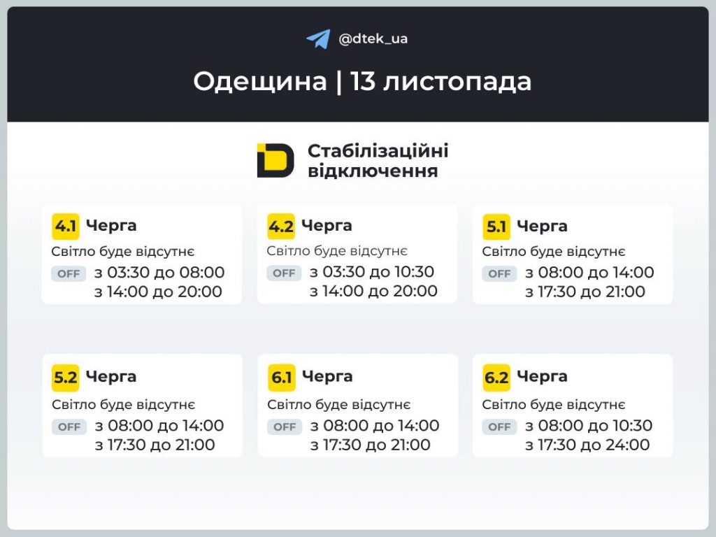 Коли вимикатимуть світло в Одесі і Одеській області: графіки і черги сьогодні 13 листопада